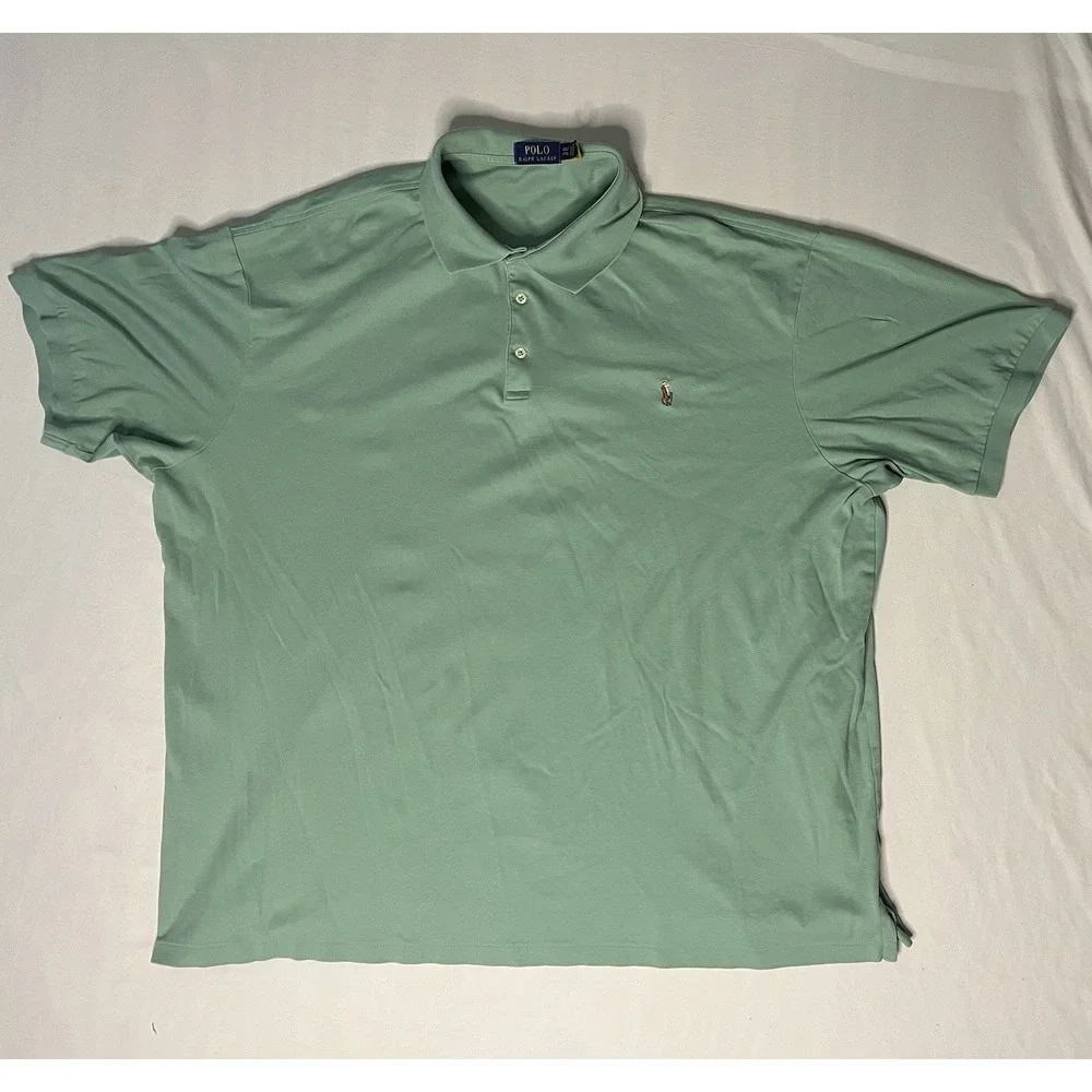 Ralph Lauren Polo Shirt Men's Size 3XLT Mint Green Short Sleeve Cotton Pony